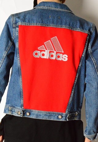 REWORKED KALEIDOO LEE COOPER BLUE DENIM JACKET X ADIDAS