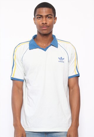 VINTAGE ADIDAS LOGO POLO SHIRT WHITE
