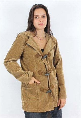 WOMEN S DULLFE COAT JACKET TOGGLE OVERCOAT HOODED CORDUROY