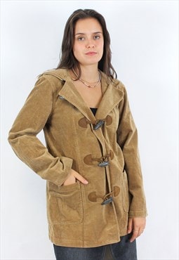 Women S Dullfe coat Jacket Toggle Overcoat Hooded Corduroy