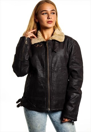 VINTAGE FAUX FUR LEATHER JACKET J2063