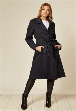 Navy Blue Military Duster Trench Coat