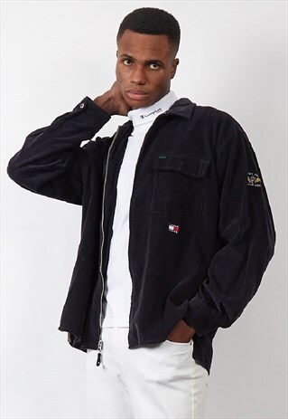 RARE VINTAGE 90'S TOMMY HILFIGER NAVY CORDUROY WORKER JACKET