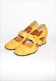 Vintage Y2K alligator print heel shoes in sun yellow