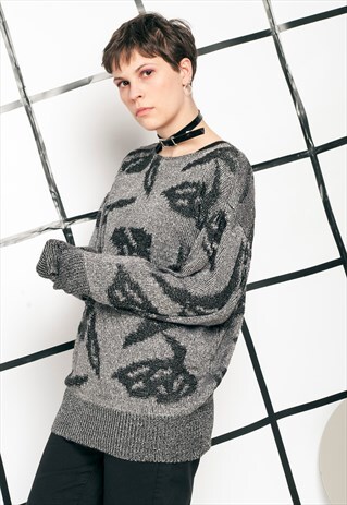 80S VINTAGE SILVER SPARKLE KNIT JUMPER