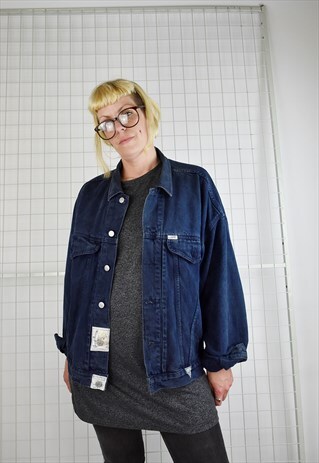VINTAGE 80S GUESS BY GEORGES MARCIANO NAVY BLUE DENIM JACKET