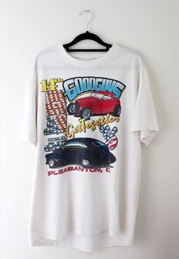 Vintage 90s White Racing Car T-Shirt