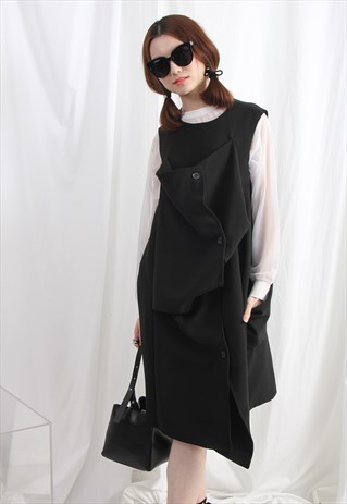 (KOREAN) 3D ASYMMETRIC DRAPED DRESS