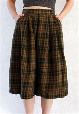 Vintage Skirt Square Green Brown S B700