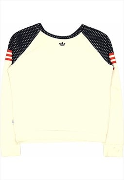 Vintage 90's Adidas Sweatshirt Three Stripes Crewneck Beige