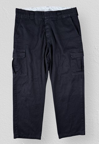 Vintage Dickies Black Cargo Trousers Work Pants Mens W38 L32
