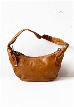 Y2k Brown Leather Baguette, Shoulder Bag