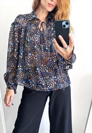BOHEMIAN LOOSE PLANTS PRINTED LOOSE BLOUSE