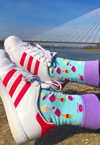 FUNNY PISTACHIO WOMENS SUMMER SOCKS WITH COLORFUL ICE CREAM