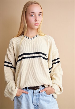 90'S RETRO STRIPED OVERSIZED NORMCORE DAD'S KNIT JUMPER TOP