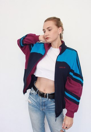 VINTAGE 90S ADIDAS BLOCK COLOUR FULL ZIP SWEATSHIRT JACKET