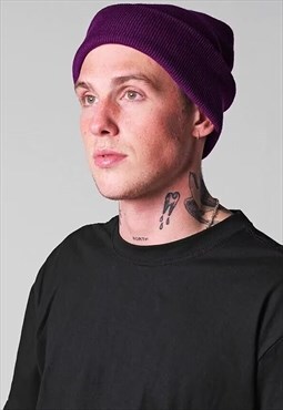 54 Floral Essential Cuffed Beanie Hat - Purple 