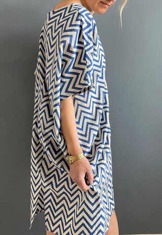 BLOCK PRINTED SUMMER OVER SIZED KAFTAN DRESS