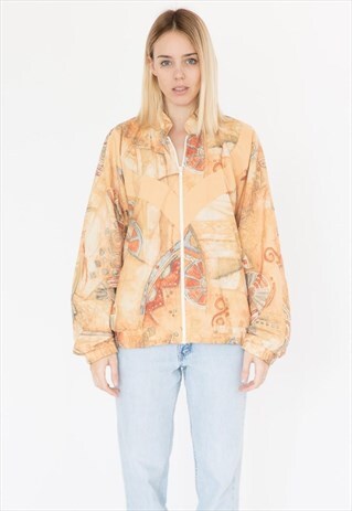 VINTAGE 80S LIGHT ORANGE PAINT BOMBER JACKET