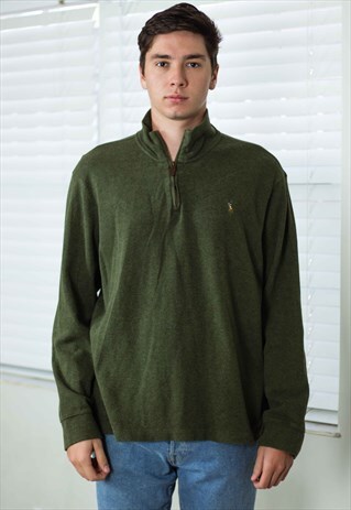 VINTAGE POLO RALPH LAUREN 1/4 ZIP JUMPER LOGO 90S XL 15