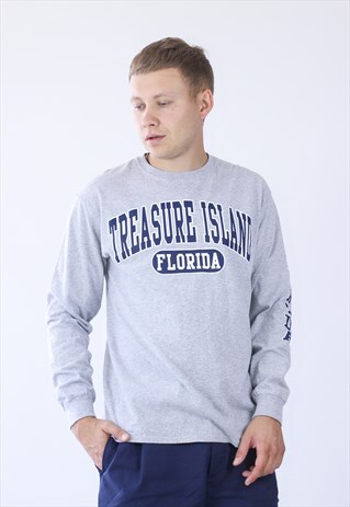 VINTAGE MENS TREASURE ISLAND FLORIDA LONG SLEEVE T-SHIRT