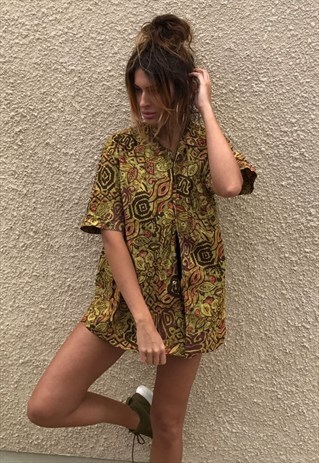 PATTERNED OVERSIZED RETRO VINTAGE UNISEX FESTIVAL SHIRT