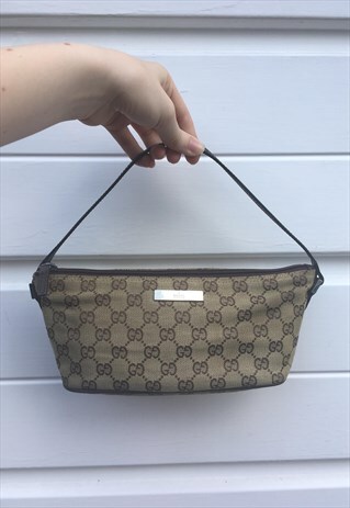 WOMENS GUCCI HANDBAG BEIGE MONOGRAM PRINT BAG PURSE