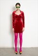 Vintage 90s Velvet Red Mini Dress