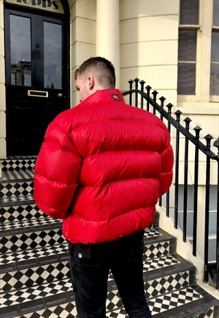 90S SUPER RARE RETRO RED SPELL-OUT PUFFER JACKET