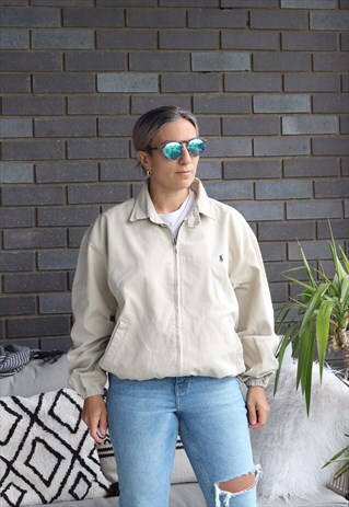 VINTAGE 1990S RALPH LAUREN STONE HARRINGTON JACKET