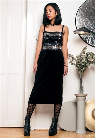 80S VINTAGE SEQUIN VELVET DRESS