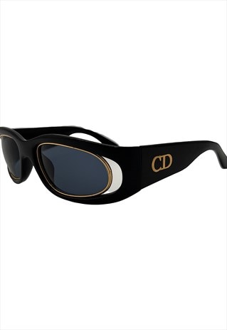 Christian Dior Sunglasses Oval Wraparound Shield Black 2040