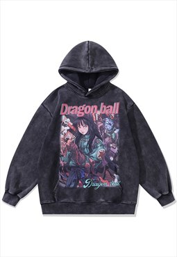 Anime print hoodie movie pullover Dragon ball jumper in grey