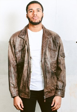VINTAGE LEATHER BOMBER JACKET