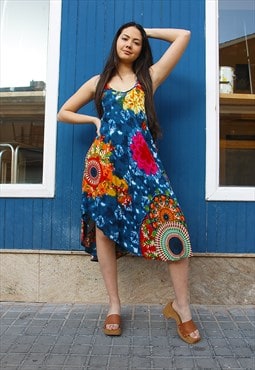 Summer Dress in Blue Floral Print