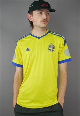 Vintage Adidas Sweden Football Shirt in Yellow with Logo
