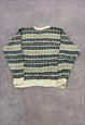 VINTAGE KNITTED JUMPER ABSTRACT PATTERNED GRANDAD SWEATER