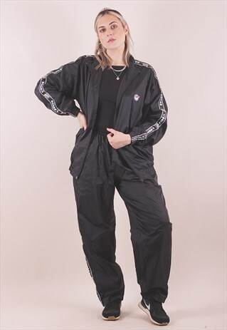 VINTAGE 90S BLACK FULL TRACKSUIT SPORTSWEAR /A4054