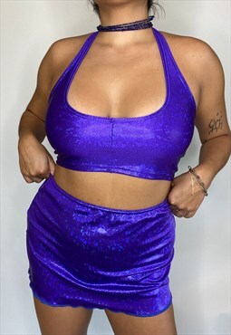 Uva bombon purple holographic mini skirt