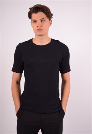 VINTAGE EMPORIO ARMANI T-SHIRT TOP NAVY BLUE