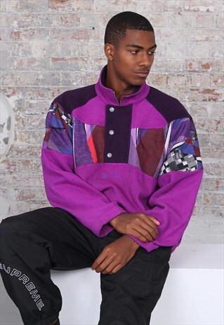 VINTAGE SERGIO TACCHINI LOGO BUTTON COLLAR FLEECE BLUE