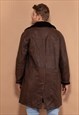 VINTAGE 90'S MEN SHEARLING COAT IN DARK BROWN