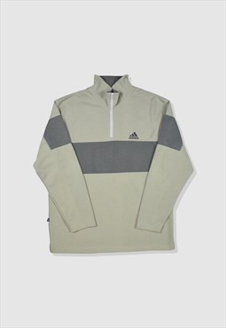 Vintage 90s Adidas Embroidered Logo 1/4 Zip Sweatshirt Beige