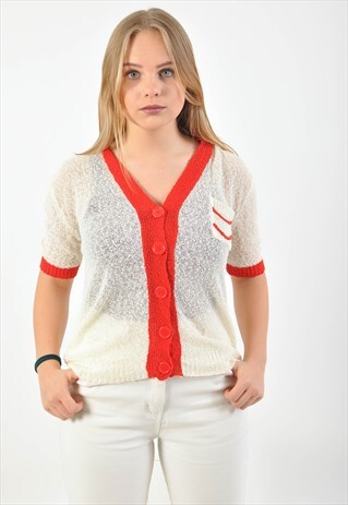 VINTAGE 80S TOP IN WHITE AND RED
