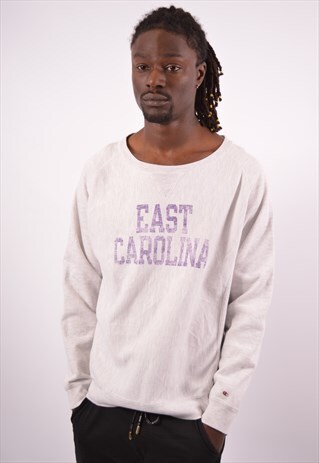 VINTAGE CHAMPION EAST CAROLINA SWEATSHIRT JUMPER GREY