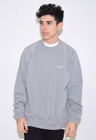 VINTAGE 90S GREY PUMA SWEATSHIRT JUMPER