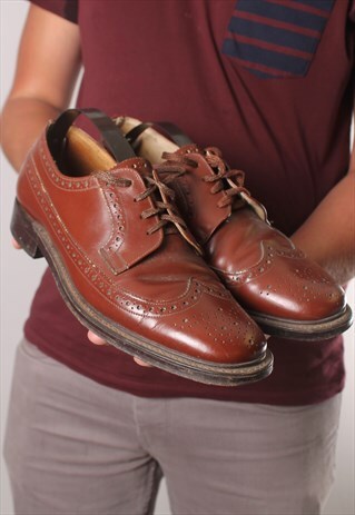 VINTAGE BROWN LEATHER BROGUE SHOES SIZE 9.5