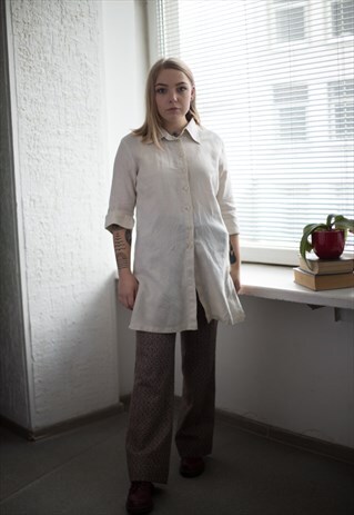 VINTAGE 90'S BEIGE LINEN SHIRT