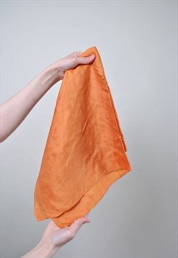Orange minimalist shawl, 90s vintage headscarf, summer hair 