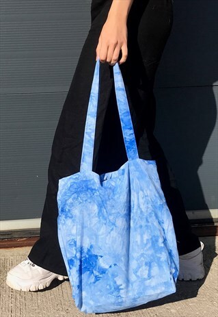 BLUE TIE-DYE TOTE BAG